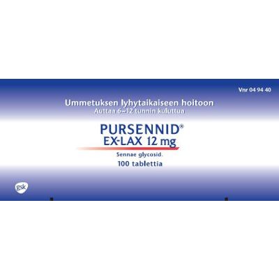 PURSENNID EX-LAX tabletti, päällystetty 12 mg 100 fol