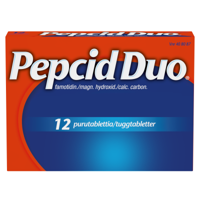PEPCID DUO purutabletti 10/165/800 mg 12 fol