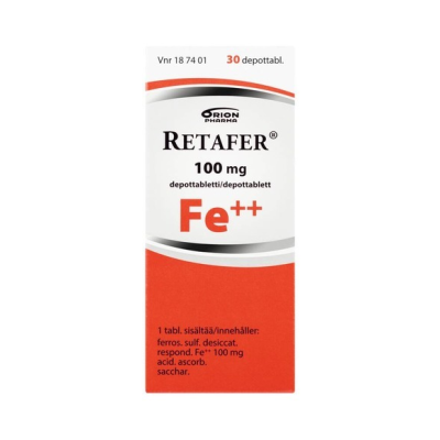 RETAFER depottabletti 100 mg 100 fol