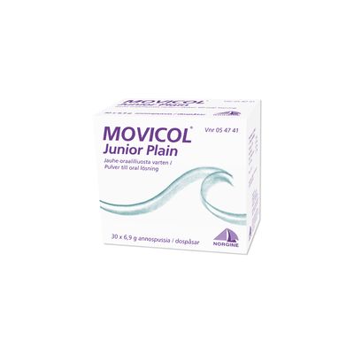MOVICOL JUNIOR PLAIN jauhe oraaliliuosta varten, annospussi 30 kpl
