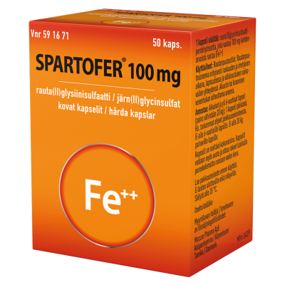 SPARTOFER kapseli, kova 100 mg 50 fol