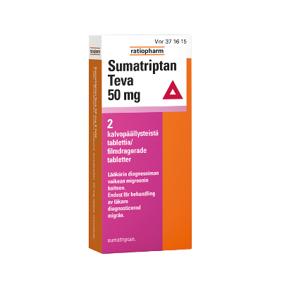 SUMATRIPTAN TEVA tabletti, kalvopäällysteinen 50 mg 2 fol