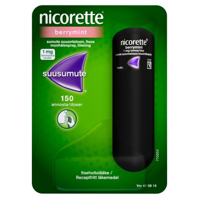 NICORETTE BERRYMINT sumute suuonteloon, liuos 1 mg/annos 150 annosta
