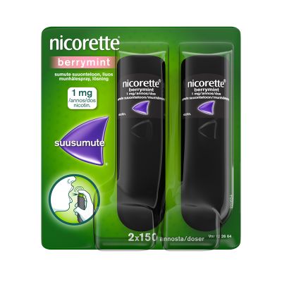 NICORETTE BERRYMINT sumute suuonteloon, liuos 1 mg/annos 2 x 150 annosta
