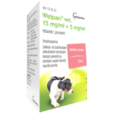 Welpan vet. oraalisuspensio 15 mg/ml + 5 mg/ml 50 ml