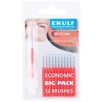 Ekulf hammasväliharja ph ABC 0,5 punainen 12 kpl
