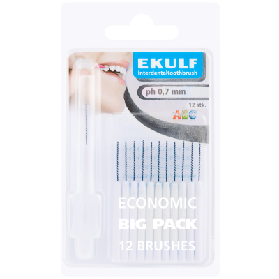 Ekulf hammasväliharja ph ABC 0,7 valkoinen 12 kpl