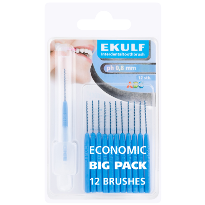 Ekulf hammasväliharja ph ABC 0,8 sininen 12 kpl