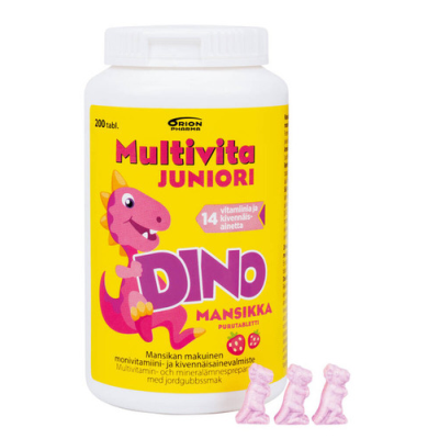 MULTIVITA JUNIORI DINO MANSIKKA MONIVITAMIINI 200 PURUTABL