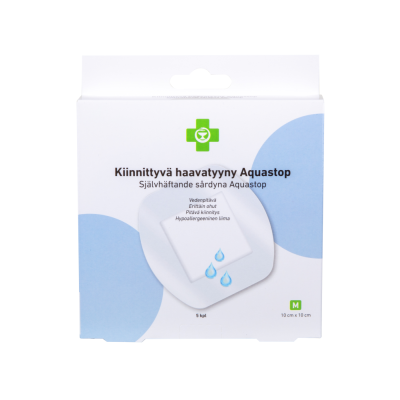 APTEEKKI Kiinnittyvä haavatyyny Aquastop M 10 cm x 10 cm 5 kpl/rasia