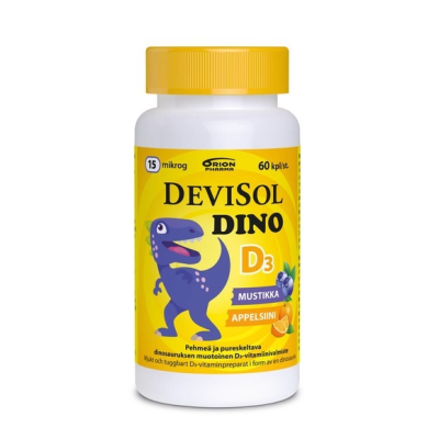 DEVISOL DINO MUSTIKKA APPELSIINI 15 MIKROG 60 TABL