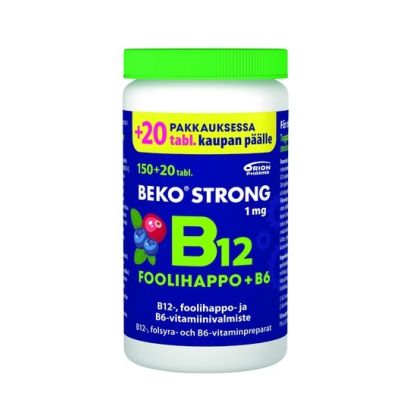 Beko Strong B12+foolihappo+B6 mustikka-karpalo 170 purutabl
