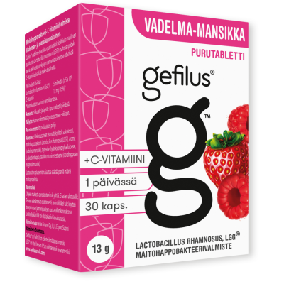 Gefilus Vadelma-mansikka purutabletti 30 kpl
