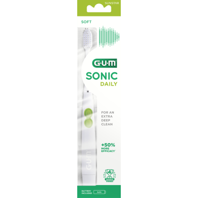GUM Sonic Daily paristohammasharja sis. paristo valkoinen 1 kpl