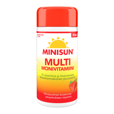 Minisun Monivitamiini Multi Mansikka 90 tabl