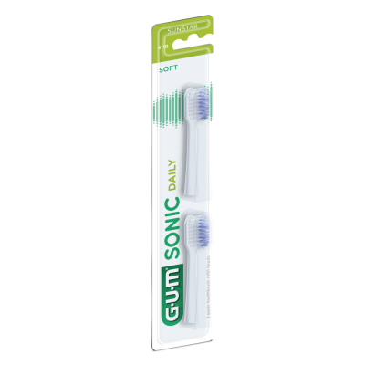 GUM Sonic Daily vaihtoharjaspäät valkoinen 2 kpl
