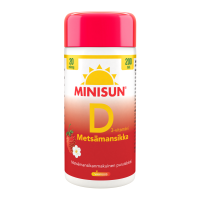 Minisun D-vitamiini Metsämansikka 20 mikrog 200 TABL
