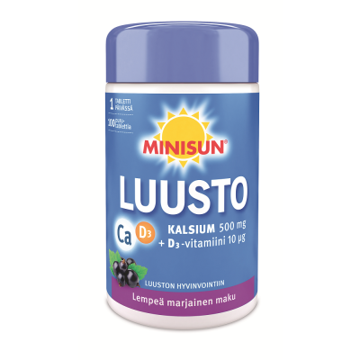 Minisun Kalsium 500 mg + D-vitamiini 10 mikrog 100 purutabl