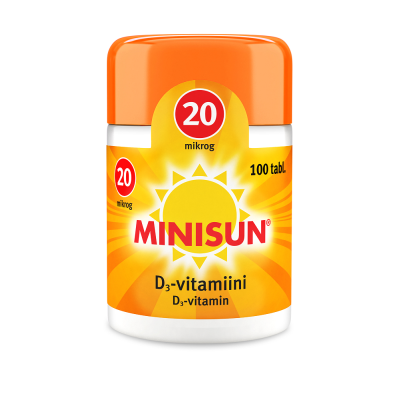 Minisun D-vitamiini 20 mikrog 100 purutabl