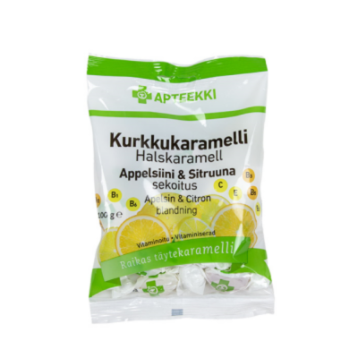 APTEEKKI Kurkkukaramelli Appelsiini & Sitruuna100 g 