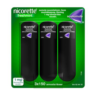 NICORETTE FRESHMINT sumute suuonteloon, liuos 1 mg/annos 3 x 150 annosta