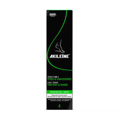 Akileine Black Spray 3-in-1 antiseptinen ja antibakteerinen spray jaloille 150 ml