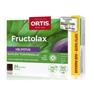 Fructolax Helpotus kuutio hedelmä ja kuitu 24 kpl