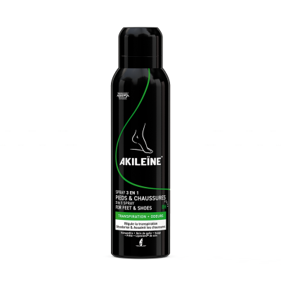 Akileine Black Spray 3-in-1 antiseptinen ja antibakteerinen spray jaloille 150 ml