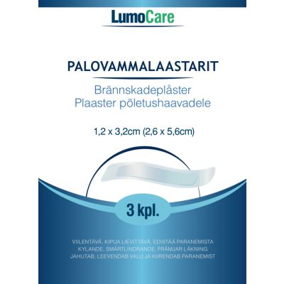 Lumocare palovammalaastari 2,6 x 5,6cm (1,2 x 3,2cm) 3 kpl