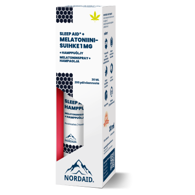 Nordaid Sleep Aid -melatoniinisuihke + hamppuöljy 1 mg 30 ml
