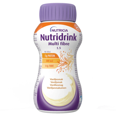 NUTRIDRINK MULTI FIBRE neste, täydennysravintovalmiste (vanilja)4x200 ml