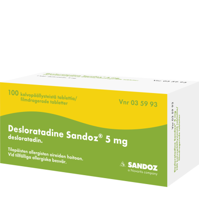 DESLORATADINE SANDOZ tabletti, kalvopäällysteinen 5 mg 100 fol