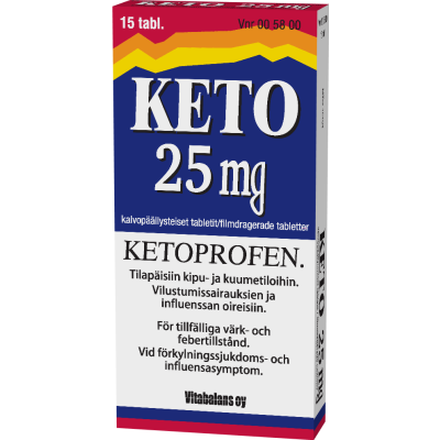 KETO tabletti, kalvopäällysteinen 25 mg 15 fol