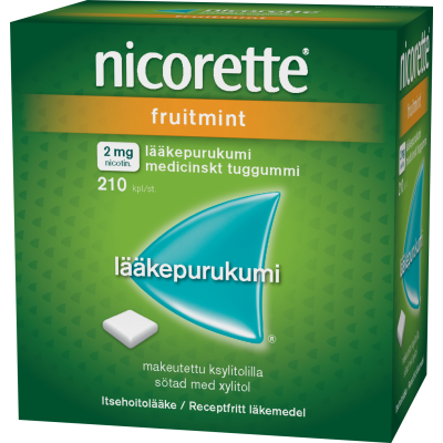 NICORETTE FRUITMINT lääkepurukumi 2 mg 210 fol