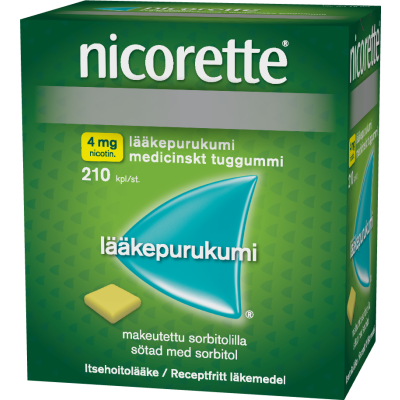 NICORETTE lääkepurukumi 4 mg 210 fol