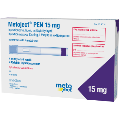 METOJECT PEN injektioneste, liuos, esitäytetty kynä 15 mg 50 mg/ml 4 x 0,3 ml
