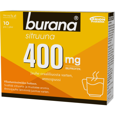 BURANA SITRUUNA jauhe oraaliliuosta varten, annospussi 400 mg 10 kpl