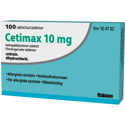 CETIMAX tabletti, kalvopäällysteinen 10 mg 100 fol