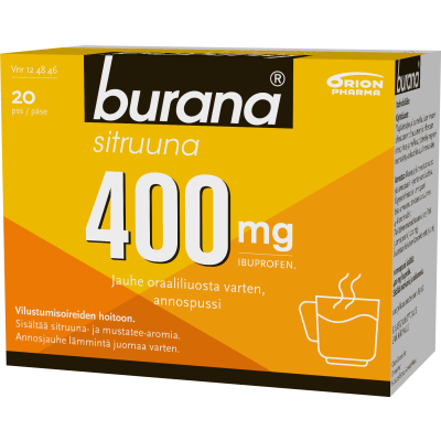 BURANA SITRUUNA jauhe oraaliliuosta varten, annospussi 400 mg 20 kpl