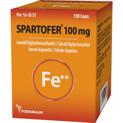 SPARTOFER kapseli, kova 100 mg 100 fol