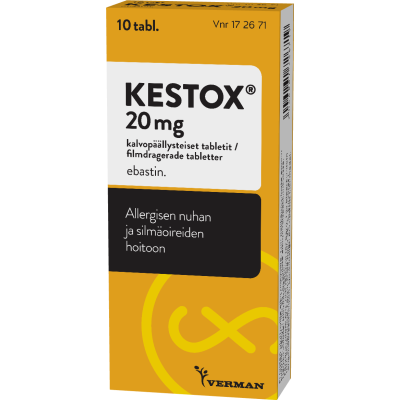 KESTOX tabletti, kalvopäällysteinen 20 mg 10 fol