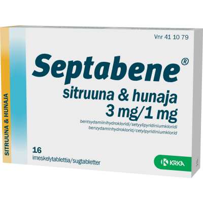 SEPTABENE SITRUUNA & HUNAJA imeskelytabletti 3/1 mg 16 fol