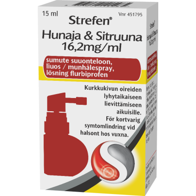 STREFEN HUNAJA & SITRUUNA sumute suuonteloon, liuos 16,2 mg/ml 15 ml