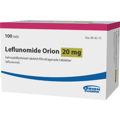 LEFLUNOMIDE ORION tabletti, kalvopäällysteinen 20 mg 100 fol