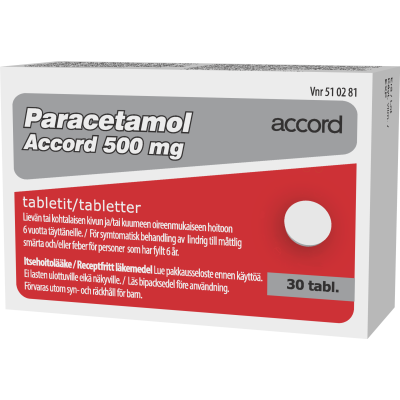 PARACETAMOL ACCORD 500 MG 30 fol