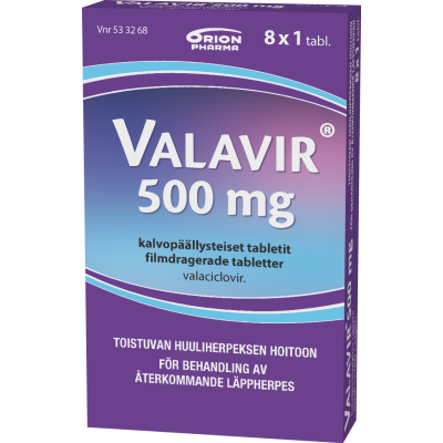 VALAVIR tabletti, kalvopäällysteinen 500 mg 8 fol