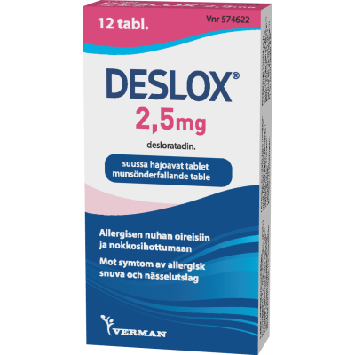 DESLOX tabletti, suussa hajoava 2,5 mg 12 fol