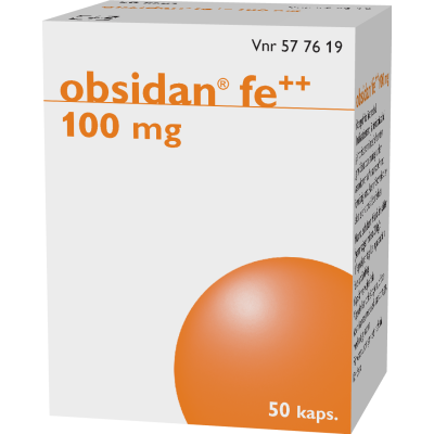 OBSIDAN FE++ kapseli, kova 100 mg 50 fol