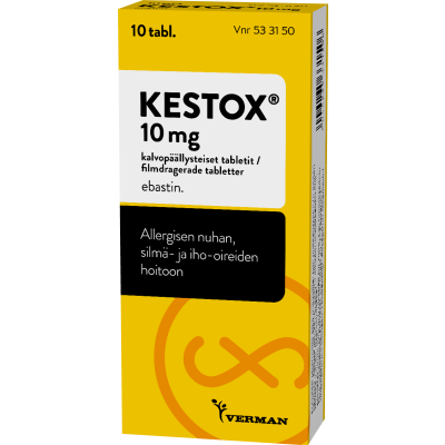 KESTOX tabletti, kalvopäällysteinen 10 mg 10 fol