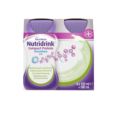 Nutridrink Compact Protein Sensations viilentävä kurkku-lime 4x125 ml